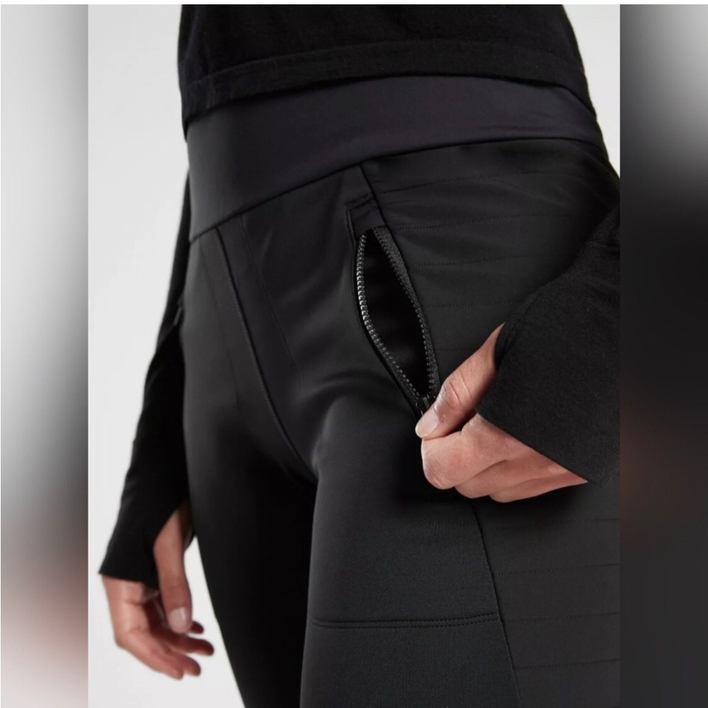 Athleta Black Hybrid Fleece Leggings size medium